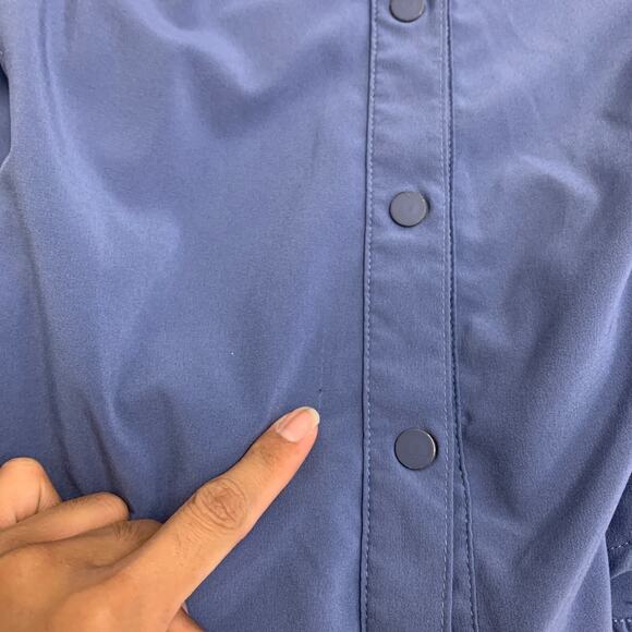 Columbia Shirt Womens M Medium Periwinkle Omni Freeze Snap Buttons Tab Sleeve - Picture 7 of 14